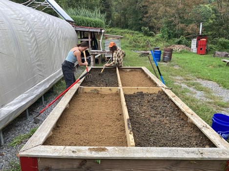 Figure 4. Adding inoculated biochar to long-term raised bed experiment at Nexus